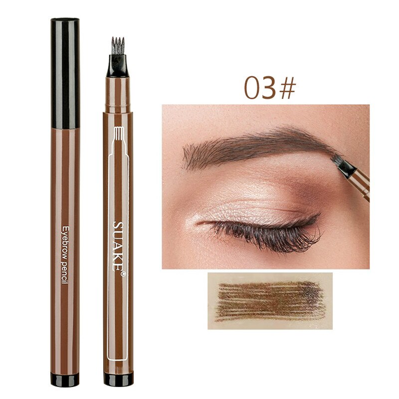 3 Colors Microblading Tattoo Eyebrow Pencil Waterproof Fork Tip 4 Head Eye Brow Pencils Eye Liner Beauty Makeup Tools TSLM1